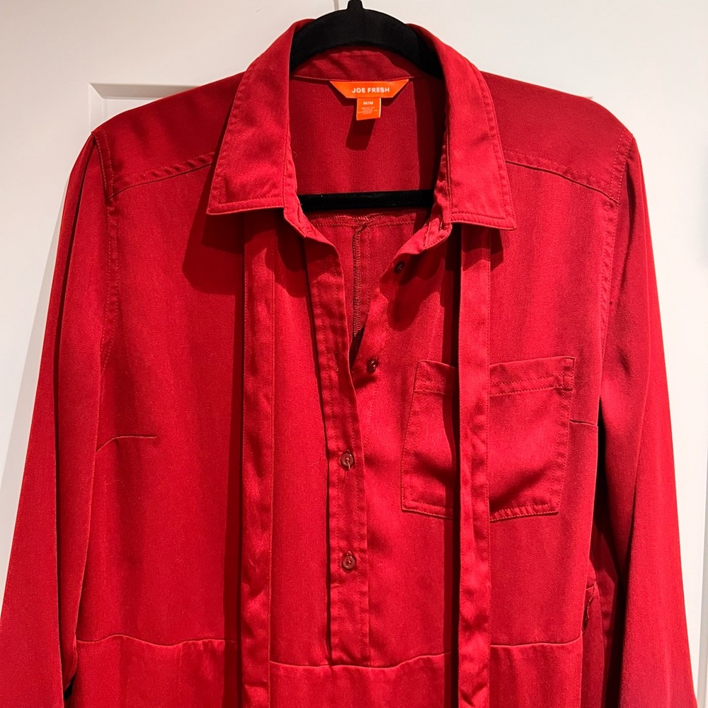 Shirt Dress with fabric belt, Polyester